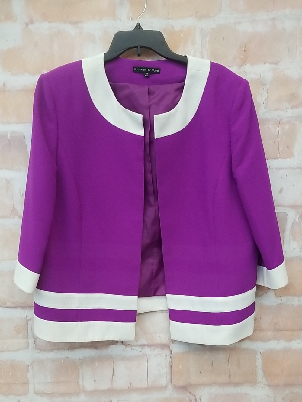 Preston & York Purple Cropped Blazer with White Trim